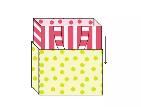 Sac de plage cousu en toile canvas rayée framboise et blanc avec doublure coton jaune blé - tuto couture Mercerine