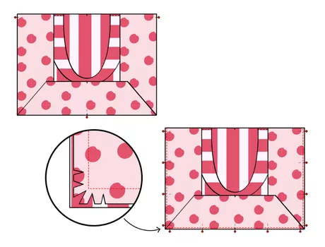 Sac de plage cousu en toile canvas rayée framboise et blanc avec doublure coton jaune blé - tuto couture Mercerine