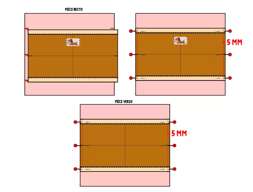Trousse d'école double compartiments bicolore sergé de coton - tuto couture Mercerine
