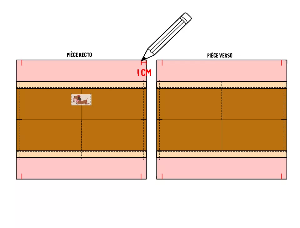 Trousse d'école double compartiments bicolore sergé de coton - tuto couture Mercerine