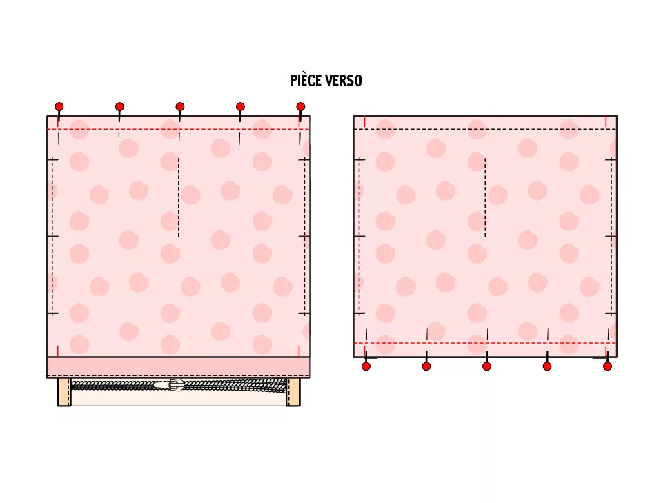 Trousse d'école double compartiments bicolore sergé de coton - tuto couture Mercerine