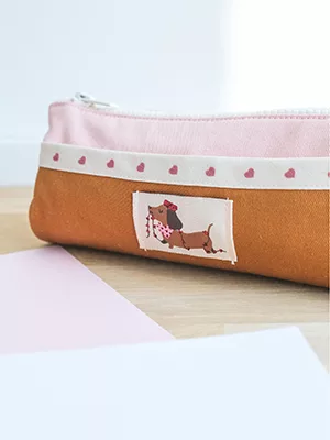 Trousse d'école double compartiments bicolore sergé de coton - tuto couture Mercerine