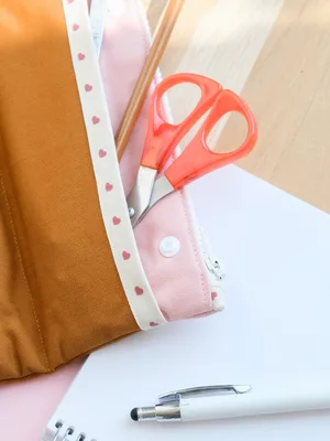 Trousse d'école double compartiments bicolore sergé de coton - tuto couture Mercerine